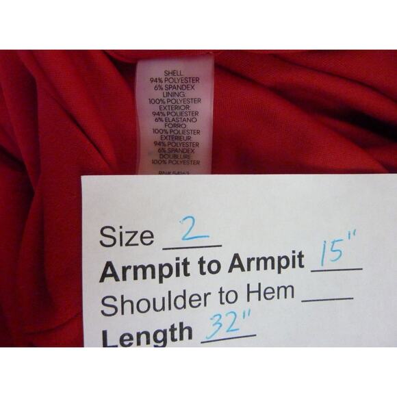 Calvin Klein Red Off Shoulder Cocktail Dress Size 2 Bell Sleeve - Picture 7 of 8